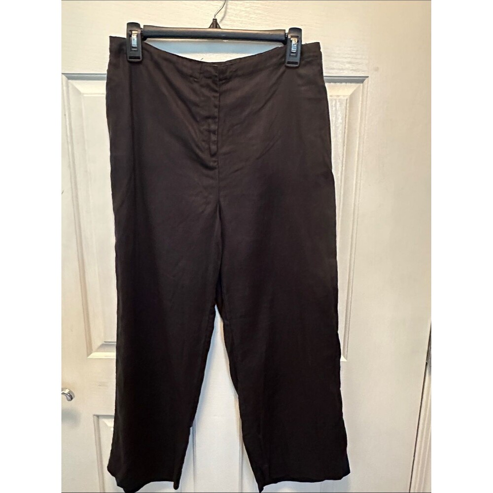 French Laundry Black 100% Linen Pant Cropped Straight Leg Size Medium